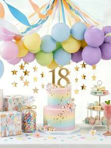 Pastel Balloons Latex Party Balloons With Pastel Streamers, Star Garland And Gold Number Balloon, Birthday Decorations For Women Girl, Multicolor Macaron Balloons For Birthday Rainbow Party Baby Shower Wedding Decorations - Birthday Decoration - 查看 1