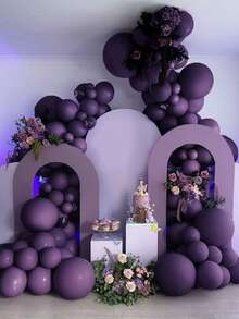 103pcs Deep Purple Balloons, Double-Stuffed Purple Balloon Garland, Various Sizes Latex Balloons, Birthday Party Decorations - View 1