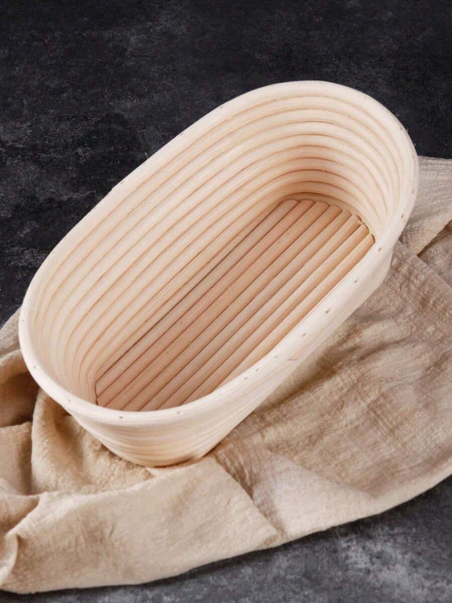 1pc 6.69/8.27/9.84/11.02 Inch Oval Bread Proofing Basket Set - Bread Proofing Basket With Linen Cloth Cover, Multi-Functional Kitchen Tool, Handmade Bread Proofing Basket, Perfect For Sourdough And Yeast Baking - Essential Baking Tool For Home And Professionals - Light Yellow - View 1