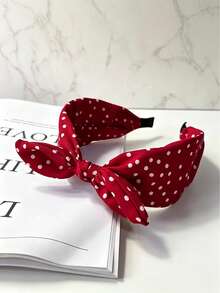 1pc Red Polka Dot Bow Headbands For Women Bandana Hairband With Bow Halloween Costume 50s Hair Accessories Red Hair Bow Headband For Party Girls Bow - Multicolor - View 11