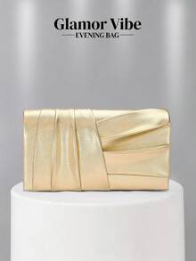 Sac de soirée pour femme avec design patchwork doré, sac à main brillant convenant pour les fêtes de mode, les galas, les mariages romantiques, les anniversaires et autres occasions. Peut être offert comme cadeau de vacances à des amis et à la famille. Bandoulière amovible pour porter à l'épaule ou en travers du corps. - Doré - Voir 2