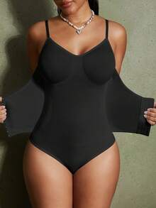 Women's Fashion Waist Shaping Slightly Adjustable Single-Breasted Bodysuit - Fully Envelops Fat To Create A Perfect Figure - Black - View 6
