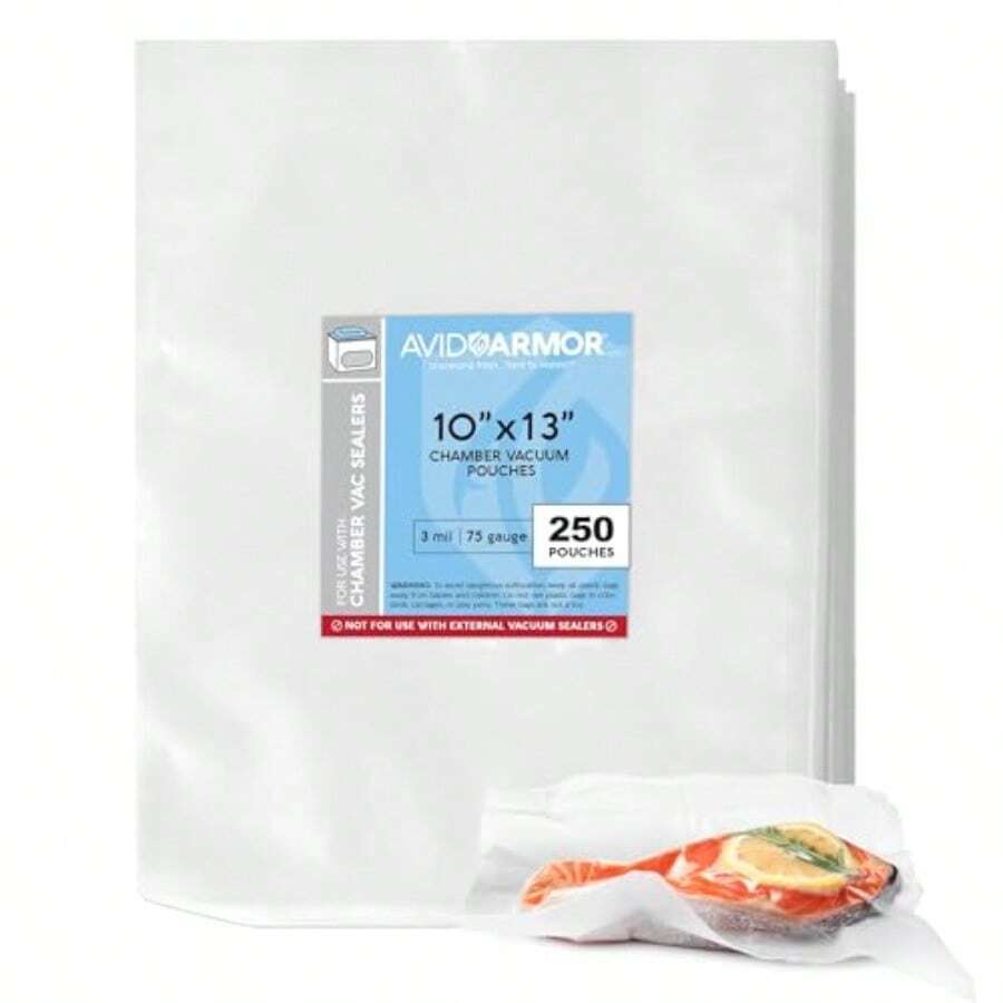 Avid Armor Bolsas selladoras al aspiradora Resistentes, sin BPA, cámaras precortadas para conservación de alimentos, almacenamiento de congelador, Sous Vide y más, 250 unidades 10 x 13 Bolsas de - como en la imagen - Ver 1