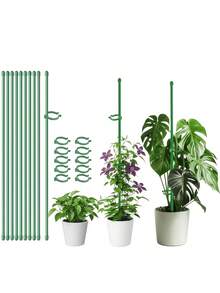5/10 piezas Estacas de soporte para plantas con clips, varas de soporte para orquídeas, adecuadas para tomates en maceta, rosas, flores, postes de soporte para plantas de jardín, uso interior y exterior, adecuadas para el jardín - Varios estilos - Ver 3