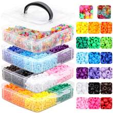 Bestselling Acrylic Large Hole Multicolor Barrel Beads Pony Beads Bead Set DIY Beaded Bracelet Kit - 2700pcs (three-layer) - View 8