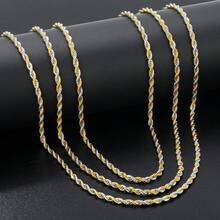 1 pieza Joyería de pareja de cadena retorcida de acero inoxidable de dos tonos, estilo minimalista europeo y americano, adecuada como regalo para novio, amigo, festival de música - Multicolor - Ver 2