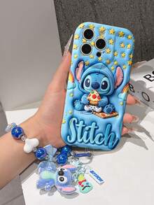 Estuche de teléfono autorizado por Disney - Set con cadena, Estuche de teléfono 3D de Stitch de Lilo y Stitch talla grande una pulsera 3D de silicona de Stitch con anillo metálico desmontable, con patrón de Stitch y Angel, compatible con iPhone 17/16/15/14/13/12/11/XS/XR/X Plus Pro Max, un estuche de teléfono de dibujos animados con estilo, la opción de regalo perfecta, protección de teléfono, funda de teléfono duradera, un gran regalo para amigos y familiares. - Blanco - Ver 6