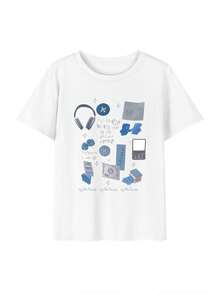 Cute Y2K Summer Top. 1 Pack. Cute Y2K Summer Top. 100% Cotton. Women's Casual Summer Top, Comfortable And Loose. New Short-Sleeved Y2K T-Shirt, Japanese And Korean Style, Unisex, For Couples. Perfect For A Casual Look. - 白色 - 查看 4