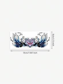 1 pieza Pegatina de tatuaje temporal con patrón de símbolo de yoga de loto y pluma estilo europeo, diseño de tatuaje realista, adecuado para viajes, festivales de música, juegos, regalos de graduación, para 3-5 días - Multicolor - Ver 2