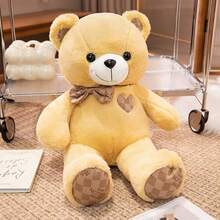 1 pieza Oso de peluche suave y lindo de 38cm con corbata de moño, regalo de cumpleaños/Navidad, gran regalo de boda de oso de peluche, decoración navideña, decoración del hogar y regalo de cumpleaños/festividad, suave y cómodo, material de peluche de poliéster, regalo elegante para el Día de San Valentín y Navidad - Multicolor - Ver 11