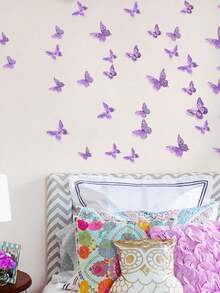 12/36/72pcs Butterfly Decoration Set, Purple Butterfly Wall Decals, 4 Styles, 3 Sizes, Removable Butterfly Stickers, Suitable For Room Decor, Home Decor, Crafts, Cakes, Birthdays, Halloween And Tea Parties - Multicolor - View 5