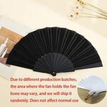 1pc Minimalist Solid Color Folding Fan - Chinese Ladies Hand Fan, Plastic Ribs, Suitable For Parties, Wedding Favors, Home Decor, Dance Performances, DIY Decoration (Black, White) - Multicolor - View 8