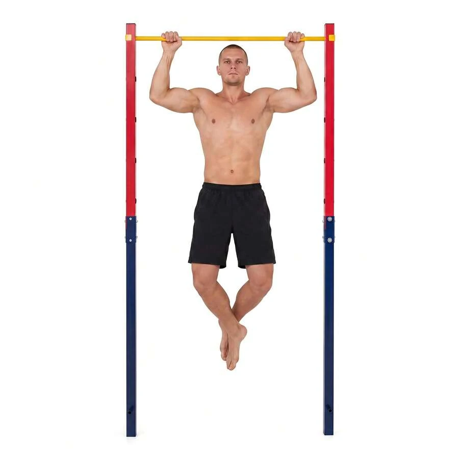 Metal Pull Up Bar In-Ground Pull Up Bar Station 5 Adjustable Heights For Park School Workout - Red - View 1