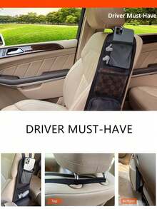 1 pieza/2 piezas Organizador de asiento de coche, ligero y portátil, diseño de múltiples bolsillos, se puede colgar en el lateral del asiento, diseño de malla multifuncional, adecuado para la mayoría de sedanes, SUV, camiones y otros modelos de vehículos, puede almacenar diversos artículos, mantener su automóvil limpio y ordenado. - Negro - Ver 10