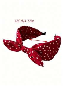 1pc Red Polka Dot Bow Headbands For Women Bandana Hairband With Bow Halloween Costume 50s Hair Accessories Red Hair Bow Headband For Party Girls Bow - Multicolor - View 8