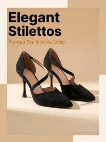 Women's Pointed Toe Stiletto Heel Hollow Design High Heel Pumps Solid Color Sexy PU Leather Cutout Party All Season - Black - View 1