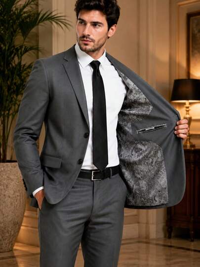 Fressato Terno Masculino Completo (calça + Blazer) - Terno para Casamento - Cinza Chumbo