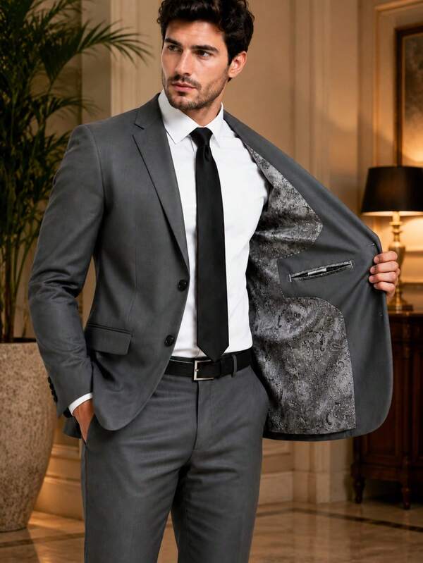 Fressato Terno Masculino Completo (calça + Blazer) - Terno para Casamento - Cinza Chumbo