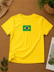 T-Shirt/Blouse For The Brazilian National Team, Brazil World Cup, All Sizes, Family, Patriotic, , Soccer, Unisex, Exclusive BrazilCore - 黃色 - 大旗 - 查看 2