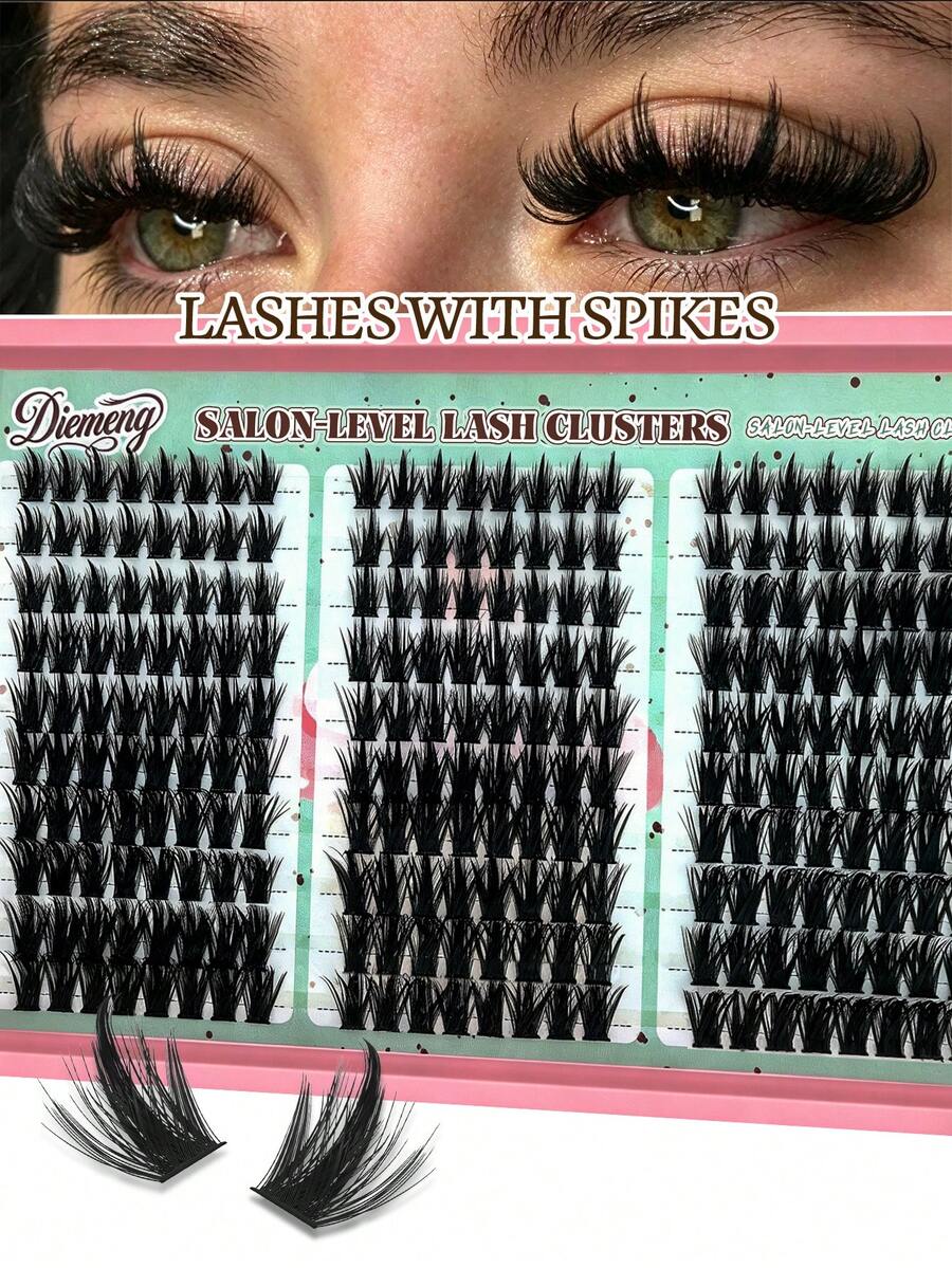 240pcs D Curl Fairy Style Cartoon False Eyelash Clusters, Thick Natural Realistic, Easy To Apply For Beginners, Create Dramatic Makeup Look, Single Cluster False Eyelashes - D - 查看 1