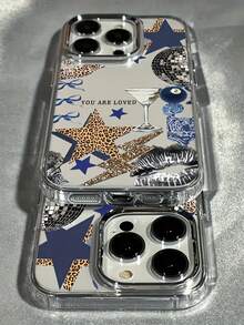 Funda de teléfono con marco de metal transparente y patrón de estilo silvestre mixto, adecuada para iPhone 17, 16, 15, 14, 13, 12 Pro Max, diseño de moda, patrón artístico, funda protectora resistente a los arañazos, adecuada para amantes de las mascotas y entusiastas de la tecnología - Multicolor - Ver 2