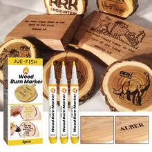 JUE FISH 3 Pack Wood Burning Markers, Liquid Pyrography Pens For DIY Wood Crafts - Heat-Activated Wood Burn Marker Set For Custom Coasters, Cutting Boards & Signs, Perfect For Personalized Gifts & Holiday Decor,Quick Ship Items,Free Shipping - DIY Burning Marker - View 4