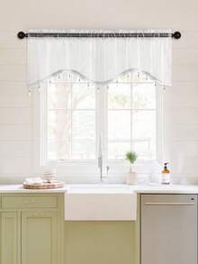 S-Shaped Milky White Ruffle Short Curtain, European Minimalist Style All Polyester Window Curtain, Suitable For Living Room And Bedroom Windows And Doors Decoration, Single Or Double Panel Available, Curtain Rod Not Included - Off White - View 13