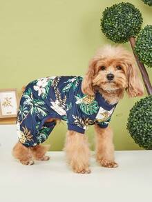 1pc Simple Comfortable Polyester Four-Legged Cat & Dog Clothing, Pajamas, Loungewear, Suitable For Pets, Small Cats & Dogs, All-Season Home Wear (Not Suitable For Large Dogs). - Royal Blue - View 2