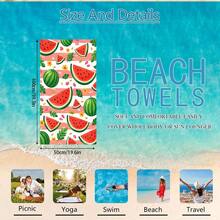 1 pieza/24pcs Toalla de playa con estampado de sandía y naranja a rayas, manta de playa de microfibra extragrande, toalla de baño súper absorbente, adecuada para viajes, piscina, buceo, surf, yoga, camping, múltiples tamaños, accesorios de playa, aplicable para playa, piscina, viajes, camping, yoga - fruta - Ver 14