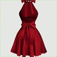 MOD Vestido mini con espalda descubierta, lazo y estampado floral abstracto fluido - Albaricoque - Ver 4