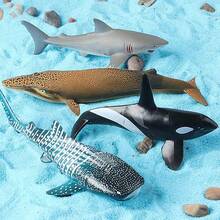 Conjunto de 16 peças de brinquedos de modelos de animais marinhos de simulação, incluindo tubarões, baleias beluga, orcas, tubarões-baleia, tubarões-martelo, leões-marinhos e outros animais marinhos, brinquedos cognitivos para crianças, decorações de presentes de Halloween e Natal - Multicolorido - Ver 6