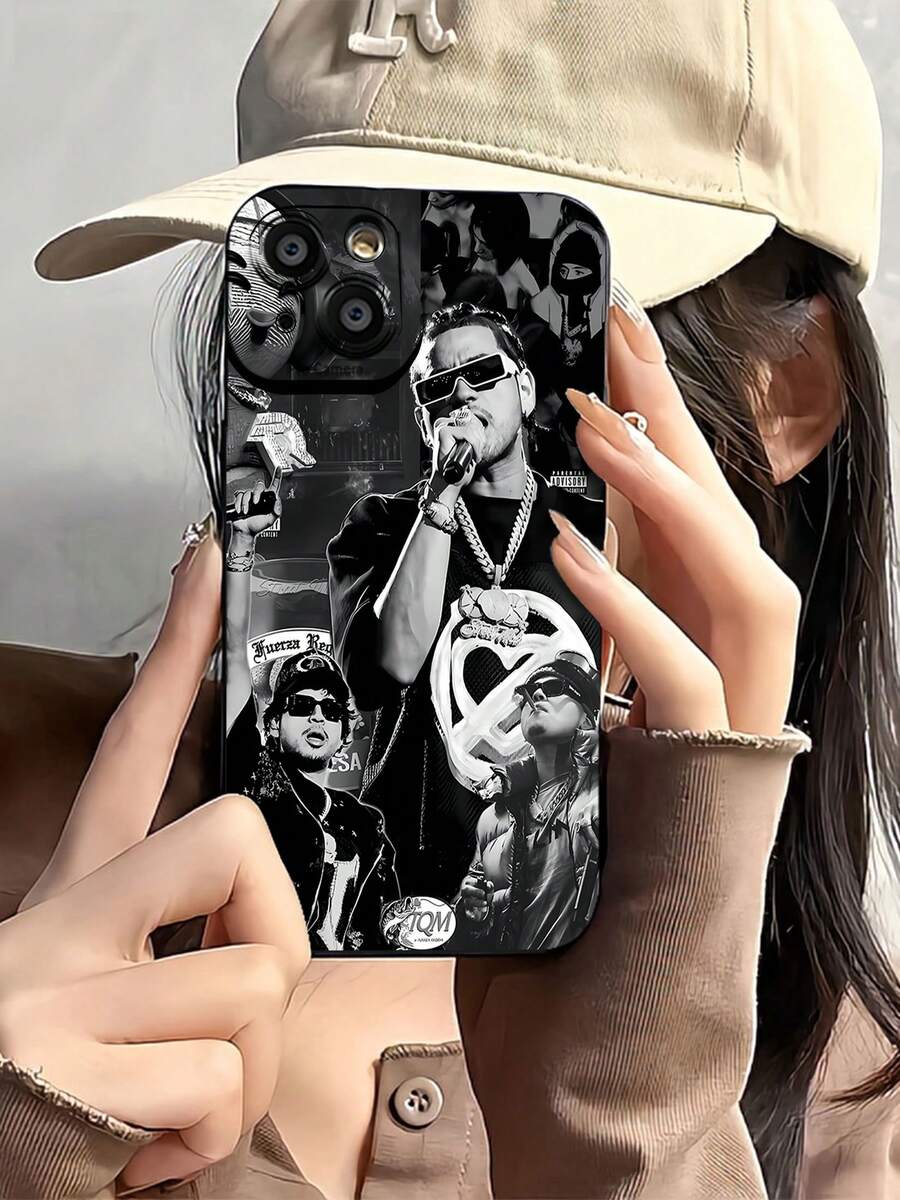 Fuerza Regida rap blanco y negrofunda de teléfono Fundas compatibles con ,Apple,VIVO,OPPO,,, y Honor.Fabricadas en silicona TPU,ofrecen protección contra golpes y caídas. - Negro - Ver 1