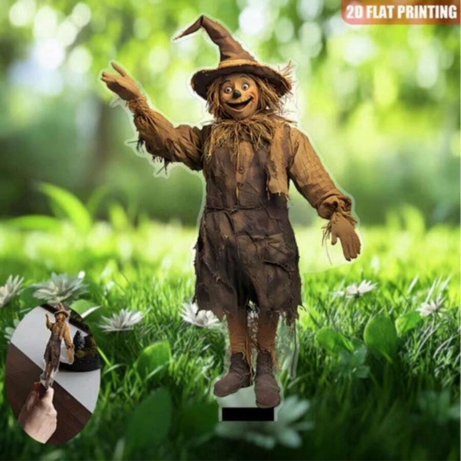 2D Flat, Humorous Cartoon Style Scarecrow Garden Decor, Acrylic Outdoor Farmhouse Decoration, Perfect For Home And Garden, Ideal Gift For Mother's Day, Father's Day, Graduation, Outdoor Decor | Humorous Garden Decor | Durable Plastic Decoration, Garden Decor. - 1PC - View 1