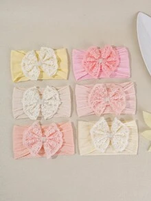 2pcs/Set Lace Pearl Bow Hairband Sweet Cute Princess Hair Accessories Suitable For Photography Gift Hair Accessory Set - Multicolor - View 3