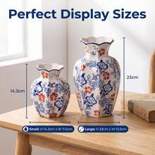 Vintage blau-weiße Porzellanvase, chinesischer Stil Hochwertige Keramik Blumenvase, Heimdekoration Mittelpunkt für frische Blumen, geeignet für Wohnzimmer und Eingangsbereich - Vase - Übersicht 2