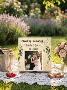 1pc Custom Wedding Photo Wood Keepsake Box,Floral/Eucalyptus Theme Memories Box,Mr Mrs Memory Box,Bridal Shower/Anniversary/Wedding Memories Storage - Multicolor - View 13