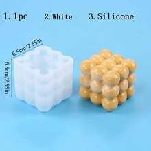 1 khuôn làm nến sáp, khuôn silicon hình khối 3D, 3 kích cỡ tùy chọn, dùng để làm nến, xà phòng, đồ trang trí DIY. - trắng - Xem 8