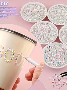 Handmade Resin Rhinestones, 3-5mm Mixed Size Non-Hot Fix Flatback Gems, Dazzling Crystals For Crafts, Clothing, Cups, Shoes, Fabrics And Nail Art. - Baby Pink - View 2