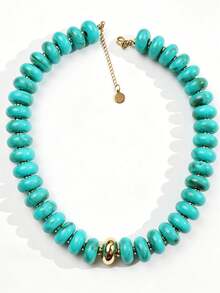 Bohemian Fashion Casual Pink Resin Beaded Necklace, Large Bead Colorful Pearl Beaded Necklace, Thick Bead Charming Jewelry, Suitable For Women's Daily And Summer Vacation - Multicolor - View 19