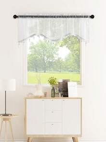 S-Shaped Milky White Ruffle Short Curtain, European Minimalist Style All Polyester Window Curtain, Suitable For Living Room And Bedroom Windows And Doors Decoration, Single Or Double Panel Available, Curtain Rod Not Included - Off White - View 7