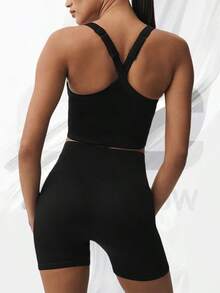 Seamless Ribbed Favorite Bra Tank - Black - View 2