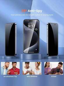 2-In-1 Set - 1pc Tempered Glass Screen Protector + 1pc Phone Case. Includes Privacy Protection, Full Coverage, Anti-Fingerprint, Anti-Drop, Anti-Scratch And Smooth Touch Functions. Compatible With IPhone 17 Pro Max/17 Pro/17 Air/17/16 Pro Max/16 Pro/16 Plus/16/15 Pro Max/14 Pro Max/13 Mini/12/11/XS Max/XR/8+/7 Plus Series. - Black - View 2
