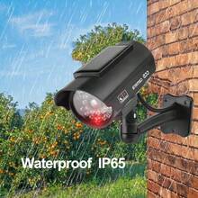 Solar Powered Fake Security Camera, All-Weather Anti-Theft Deterrent, Realistic Design With Flashing Red LED Light, With Adjustable Base And CCTV Warning Sticker, Suitable For Indoor And Outdoor Installation - Solar - View 9