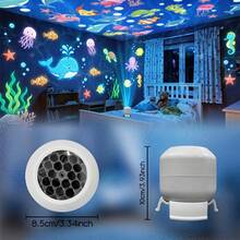創意LED便攜式海洋夜燈，360°可旋轉投影燈，柔光護眼助眠燈，居家裝飾燈，適用於臥室、客廳、遊戲室 - 節日裝飾燈，理想禮物選擇 - 海洋燈 - 查看 6