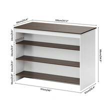Kitchen Island With Storage, Kitchen Cabinet Island With Breakfast Bar, 3 Open Storage Shelves & Footrest, Multifunctional Sideboard For Kitchen, Dining & Living Room - Blanco - Ver 2