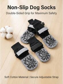 4 Pairs Non-Slip Dog Socks, Shoes And Socks For Medium To Large Dogs, Indoor Pet Socks And Leg Protectors - Black - View 6