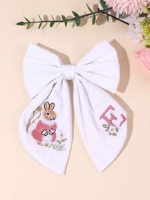 1件 26字母A-Z刺繡髮飾蝴蝶結，可愛兔子花卉蝴蝶結，優雅返校髮夾，甜美兔子髮飾，適用於上學日、教室 - 彩色 - 查看 11