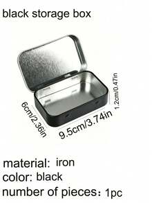 3/2/1pc Silver Metal Hollow Rectangular Hinge Tin Can - Sticker Mini Portable Box, Used For Storing Push Pins, Gifts, Jewelry, Pills, Candies, Matches, Soap, Sewing Supplies. Returning School, Outdoor Travel Supplies, Gifts For Christmas Gifts - Black - View 18