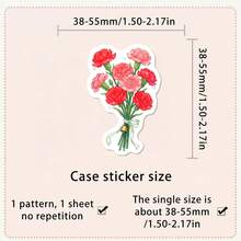 50 Peças Adesivos de Buquê de Flores em Aquarela, Decalques Florais Coquette para Bullet Journal, Planejador, Scrapbook, Diário, Álbum & Suprimentos Escolares de Papelaria Estética - A - Visão 6