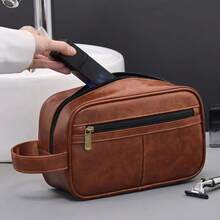 Una bolsa de aseo para hombres de alta calidad, estilo minimalista vintage, con gran capacidad de almacenamiento duradera, bolsa portátil para artículos de aseo y maquillaje para viajes, negocios, gimnasio, con diseño de múltiples compartimentos, adecuada como regalo para hombres - Multicolor - Ver 8